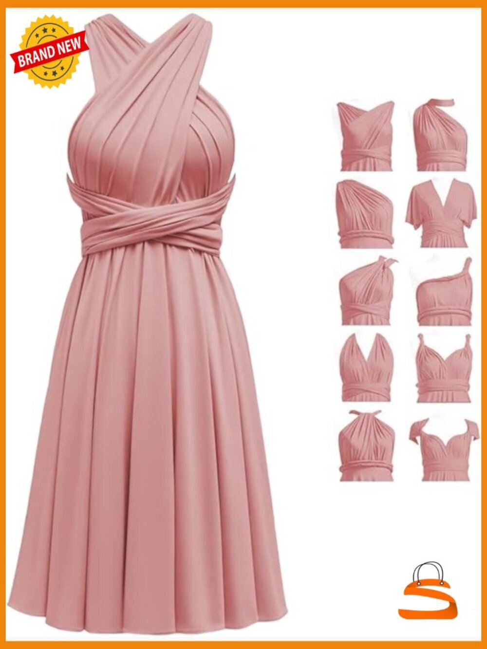 Convertible Infinity Short Dress for Bridesmaids Multiway Twist Wrap